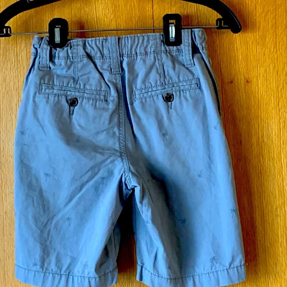 Gap kids size 7 boy’s gray woven cotton adj inner waist palm print shorts chino